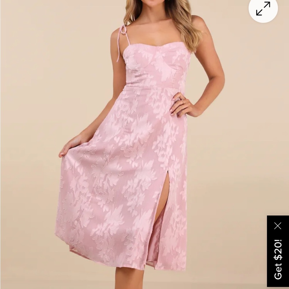 Lulu's Loveliest Looks Blush Pink Floral Midi Dress